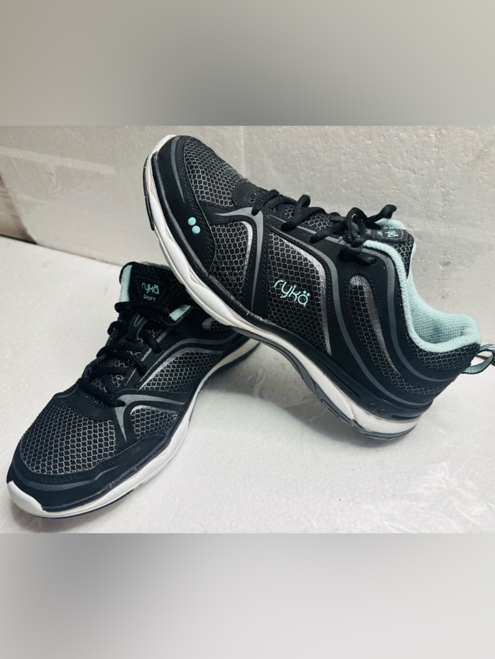 Ryka Black with Mint Accent Women's Walking Sneakers